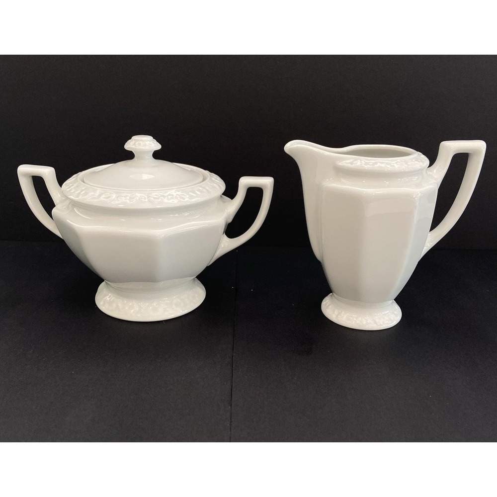 Rosenthal Maria Classic Rose White Creamer & Covered Sugar Bowl